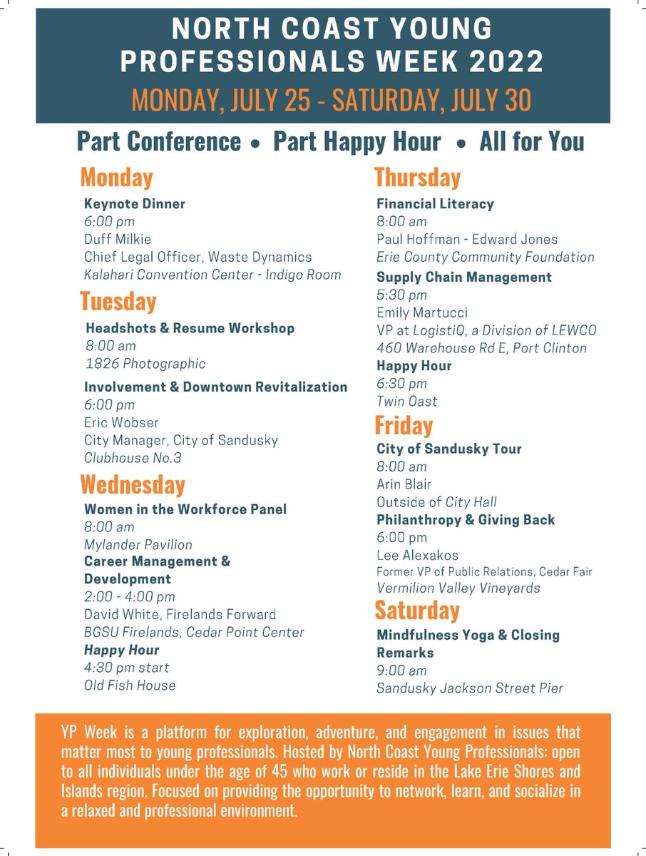 Here's the list of events happening at YP week.