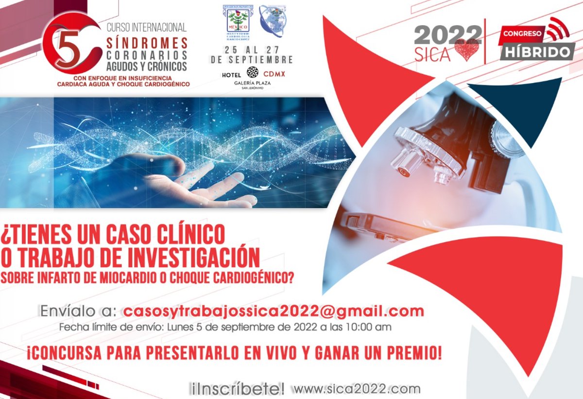 ¿Tienes un caso clínico o trabajo de investigación interesante? ¡Participa con tu trabajo en @CURSOSICAINC ! <a href="/alexariasmx20/">Alexandra Arias</a> <a href="/dr_ezquerra/">Dr. Alex Ezquerra</a> <a href="/drdargaray/">Diego Araiza MD</a> <a href="/DanielSierraLM/">| Daniel Sierra LM |</a>  <a href="/CarlosDattoli/">Carlos Dattoli</a> <a href="/smexcardiologia/">Sociedad Mexicana de Cardiología</a> <a href="/ANCAM_MEXICO/">ANCAM México</a> <a href="/ComunidadArcame/">Comunidad ARCAME</a>