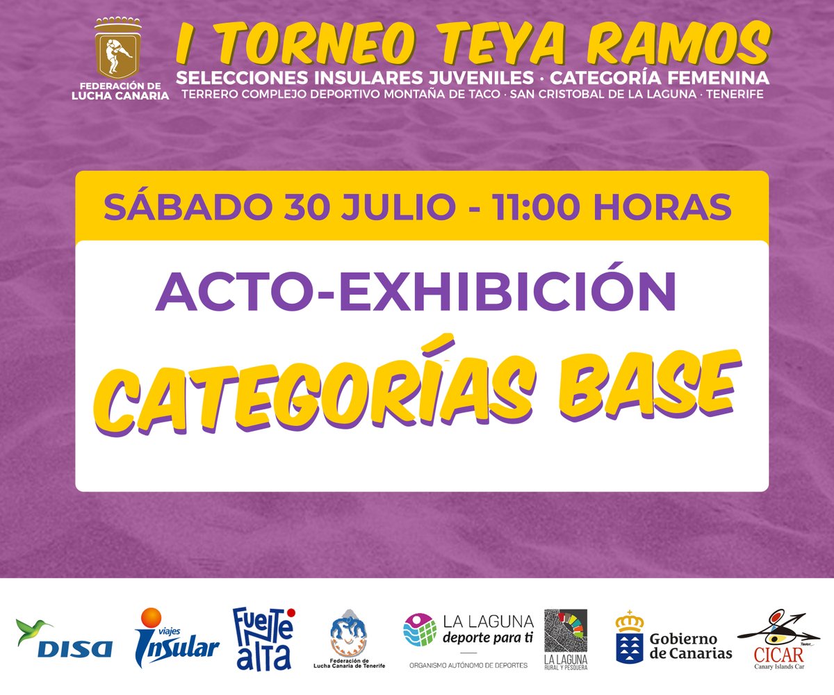 𝗜 𝗧𝗢𝗥𝗡𝗘𝗢 𝗧𝗘𝗬𝗔 𝗥𝗔𝗠𝗢𝗦 ✊​ | Este viernes comienza una cita histórica para la Lucha Canaria Femenina. Las mejores luchadoras juveniles del archipiélago frente a frente en San Cristobal de La Laguna - Tenerife.

#LuchaCanaria #IslasCanaria #LatitudDeVida