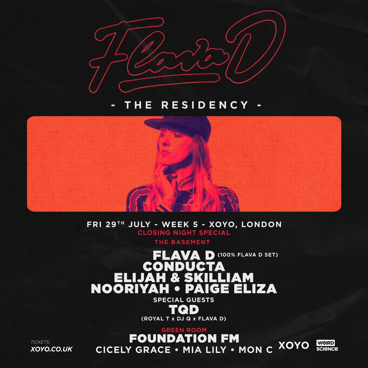 Thank you to everyone who has headed down so far to any of our @FlavaD residency nights at XOYO! 🥰 As the residency comes to an end we are really excited to announce @tqdukg , @eli1ah & @Skilliam as Special Guests for the closing night! 🤩 bit.ly/FlavaD-XOYO-Ti…