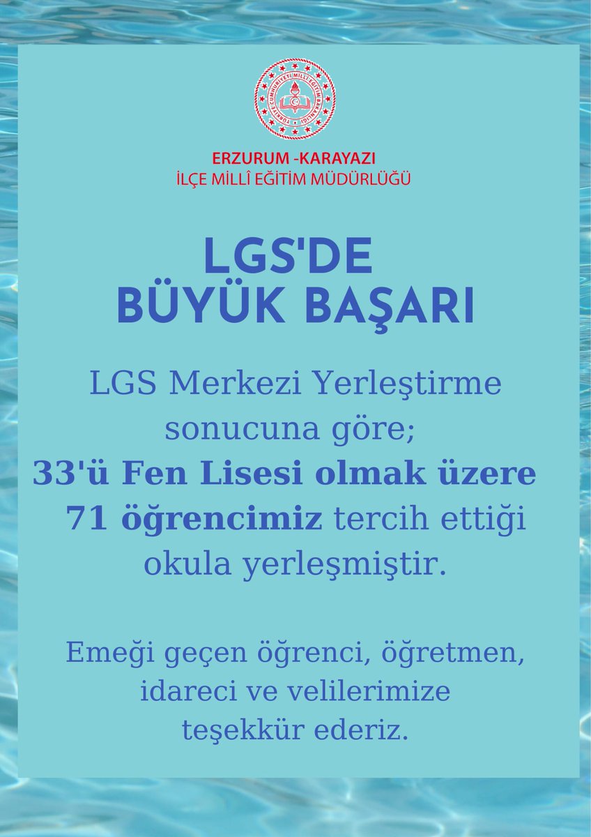 LGS deki Büyük Başarımız.. 
Emeği geçen herkese teşekkür ederiz. <a href="/tcmeb/">Millî Eğitim Bakanlığı</a> <a href="/Erzurum_Mem/">Erzurum İl Millî Eğitim Müdürlüğü</a> <a href="/skaygusuz/">Salih Kaygusuz</a> <a href="/muhliscicek25/">Muhlis Çiçek</a>