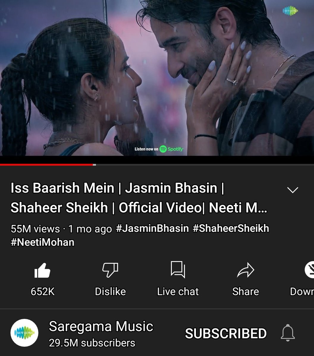 55M views for #IssBaarishMein 😍🌧 This song deserves all the appreciation ✨

#ShaheerSheikh #JasminBhasin #JasHeer #Birdies