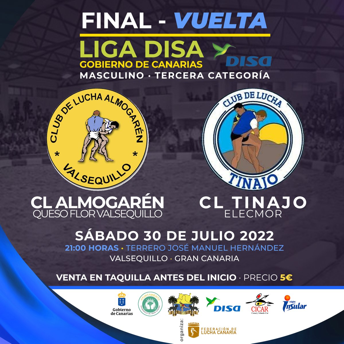 ¡𝗟𝗔 𝗩𝗨𝗘𝗟𝗧𝗔 𝗗𝗘 𝗟𝗔 𝗙𝗜𝗡𝗔𝗟! 🏆​ | Este sábado viviremos el desenlace de la Liga DISA en el Terrero José Manuel Hernández de Valsequillo. El Club de Lucha Tinajo Elecmor tiró de solvencia para vencer 12-8 en la ida.

#LuchaCanaria #IslasCanarias #LatitudDeVida