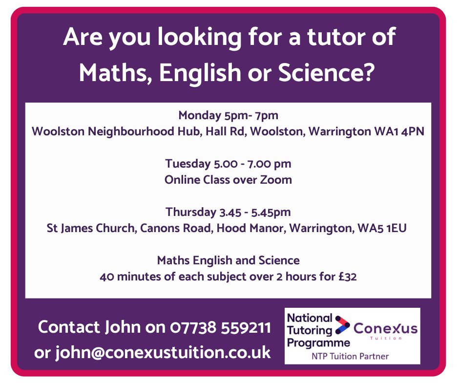 ConexusN's tweet image. Our classes start back in September!
Our focus will be on preparing them for the mocks!
This will help ensure their confidence levels are boosted and we can spend the next few months concentrating on filling any gaps in their knowledge!
#warringtonhour
#gcse
#tuition
#