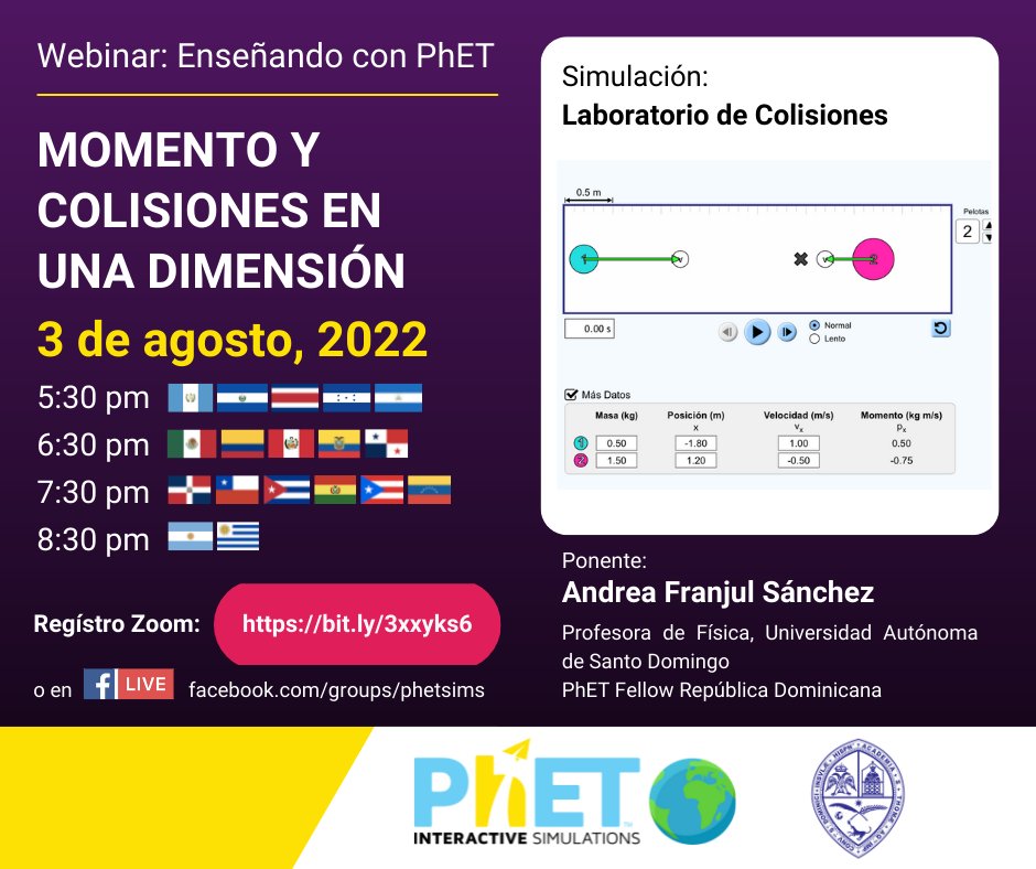Compañanos al siguiente Webinar enseñando con <a href="/PhETsims/">PhET Sims</a>, donde profesores nos comparten reales que han dado resultados con sus alumnos de cómo usar una simulación PhET para un tema en específico
Regístrate aquí: bit.ly/3xxyks6
y pasa la voz!! 🚨🔈📣🔔