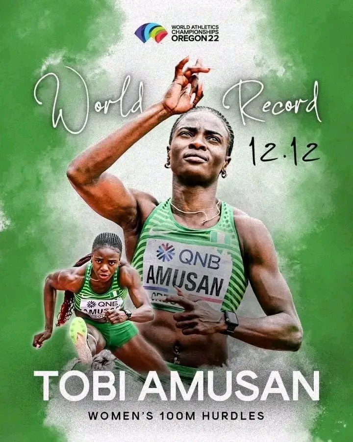 magin82ow's tweet photo. Today's achievement by Tobi Amusan who not only became the world champion, but also became the world's record holder for the Women’s 100m Hurdle race is fantastic news. 
It is an inspiration for all of us and I am immensely proud of her. https://t.co/ZxZPjPhheV