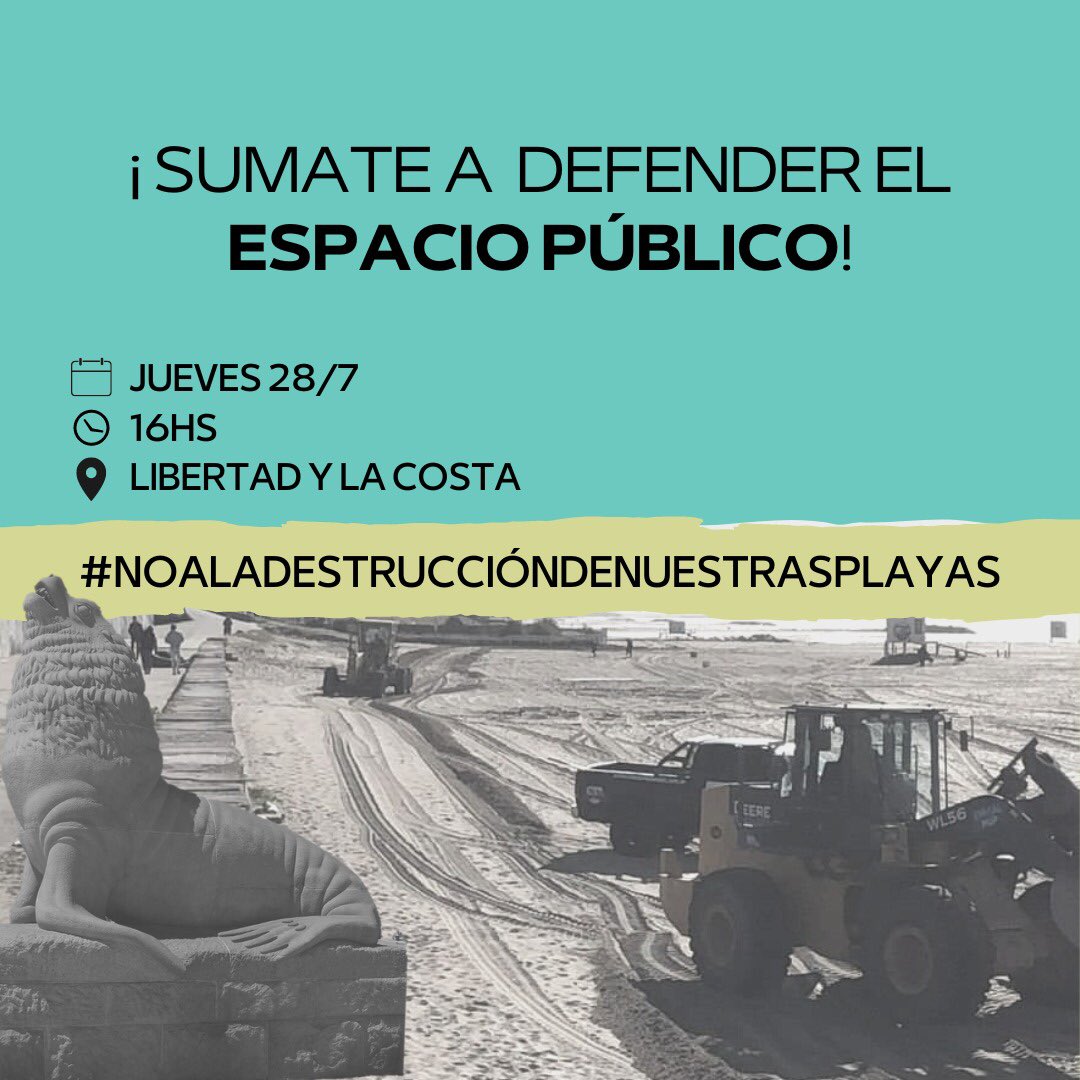 jovenesclimamdp's tweet photo. Nos encontramos el próximo JUEVES 28/7 a las 16 hs. en Libertad y La Costa para defender el espacio público.

Ig: https://t.co/5HlusDH6sA https://t.co/oTZQaKRWMm