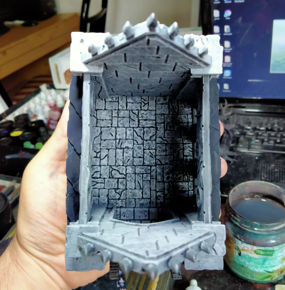 WorldForgeMinis's tweet photo. The Shadowdale Mausoleum WIP by our amazing subscriber VincenzoGatta and shared in our Discord! #3dprinting #miniaturepainting #resin #dungeonsanddragons #dnd #miniatures #dndminiatures #warcraft #wargaming #tabletopterrain  #3dprint #tabletopgames #tabletoprpg #paintedminiatures https://t.co/olrMdDeC9a