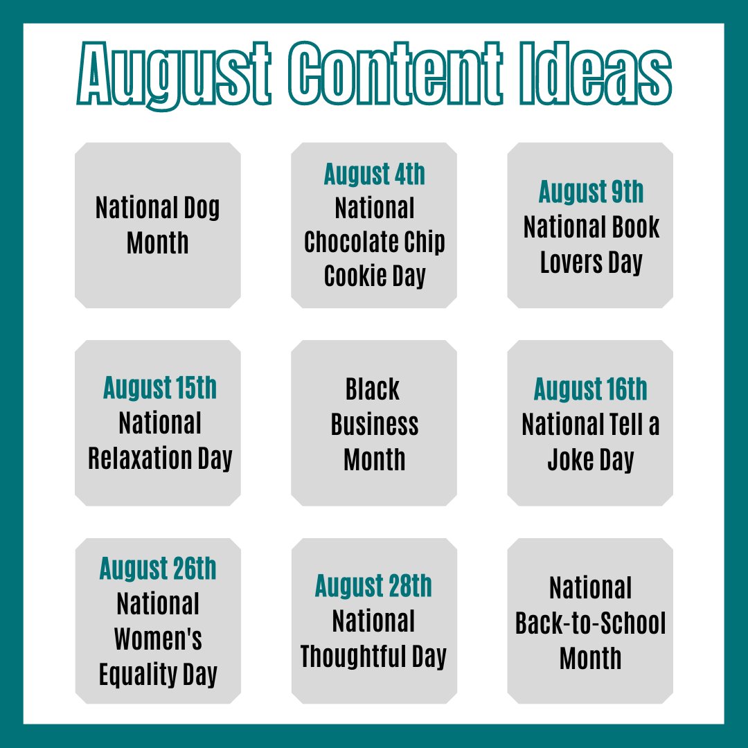 We can't believe August is right around the corner! Hopefully these social media content ideas for August will help spark your creativity.

#agency81 #contentcreation