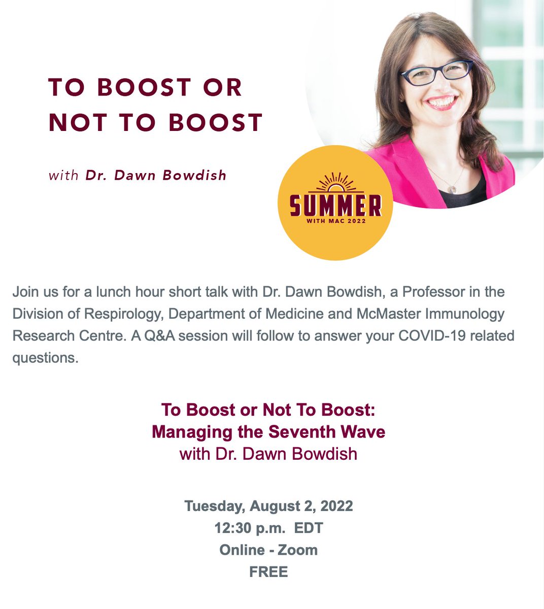 MacImmunology's tweet photo. To boost, or not to boost? Sign up for a Q&amp;A session with @MsMacrophage to help you make the best decision for yourself! https://t.co/0Q8c8hyvN1 https://t.co/B6dJSbRH0n
