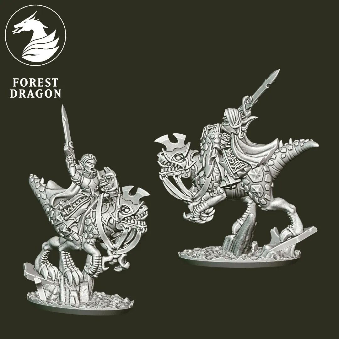 For our glade noble and merchant supporters in August 2022, the Dire Elf army will expand with a unit of light cavalry 🐎

The cavalry is led by a Dire Elf hero on a Reptilian mount. This hero is brandishing an enchanted blade and protected by heavy armor and a shield ⚔🛡