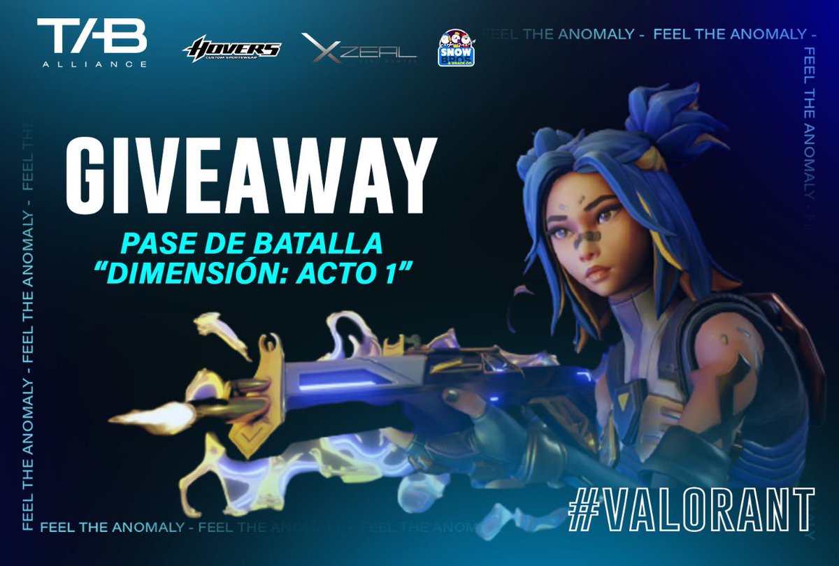 TAB_Anomaly's tweet image. ¡GÁNATE EL PASE DE BATALLA DE #VALORANT CON EL TIO TAB!

Los pasos para participar son muy sencillos: 
🔹Síguenos en @Tab_alliance 
🔹Da Rt a este tweet 
🔹Comenta #GoTAB en este Tweet
🔹Etiqueta a un amigo 😎

La dinámica cierra el Viernes 29 de Julio.

¡MUCHA SUERTE A TODOS!