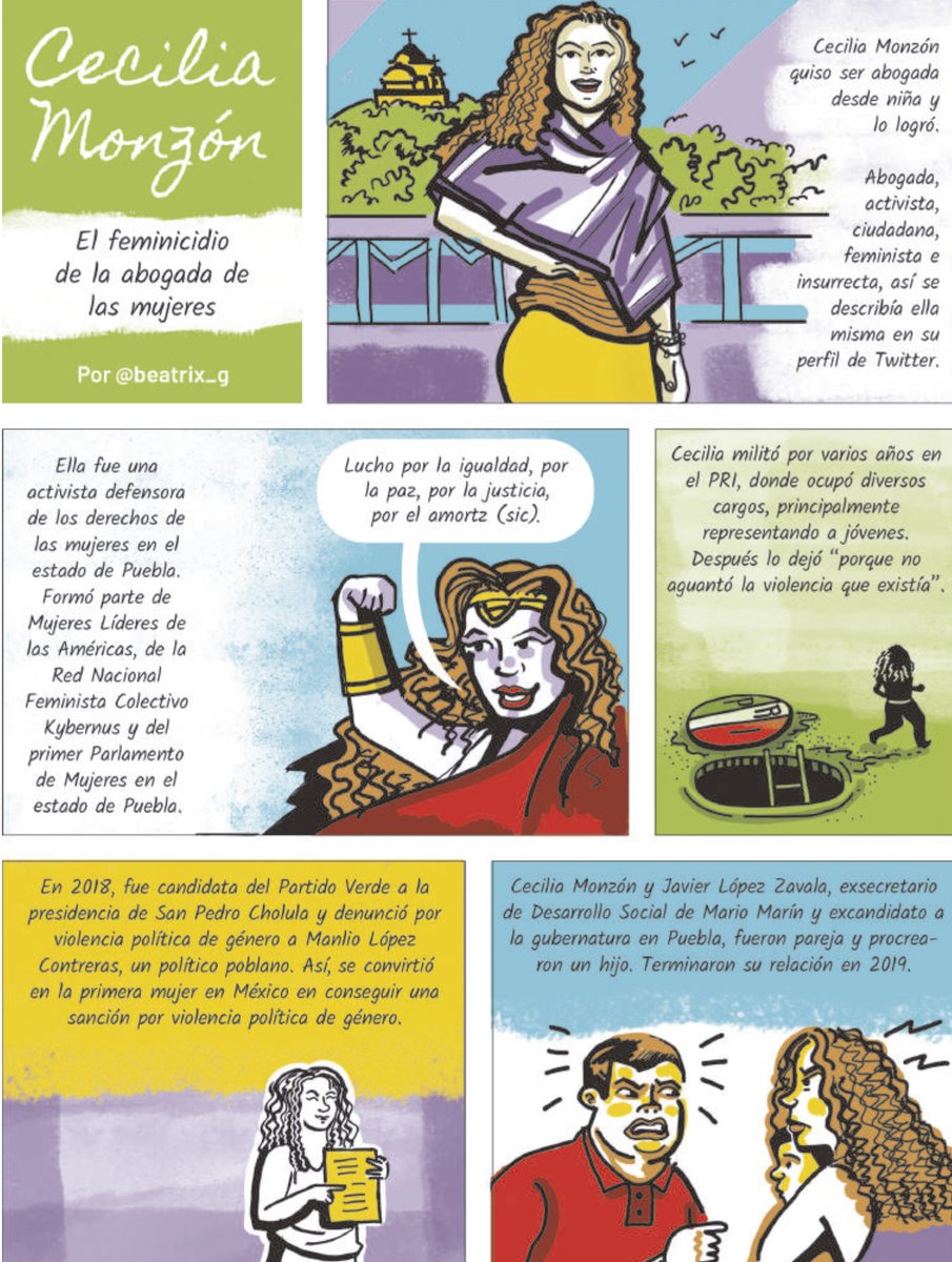 Beatrix_G's tweet photo. Dejo por aquí un #cómic sobre el #feminicidio de la activista y feminista #CeciliaMonzón conocida como "La abogada de las mujeres" en #Puebla. Ella fue víctima de su ex pareja, el priísta Javier López Zavala, quien prefirió mandarla asesinar antes de dar pensión al hijo de ambos. https://t.co/M3rPQFt8KM
