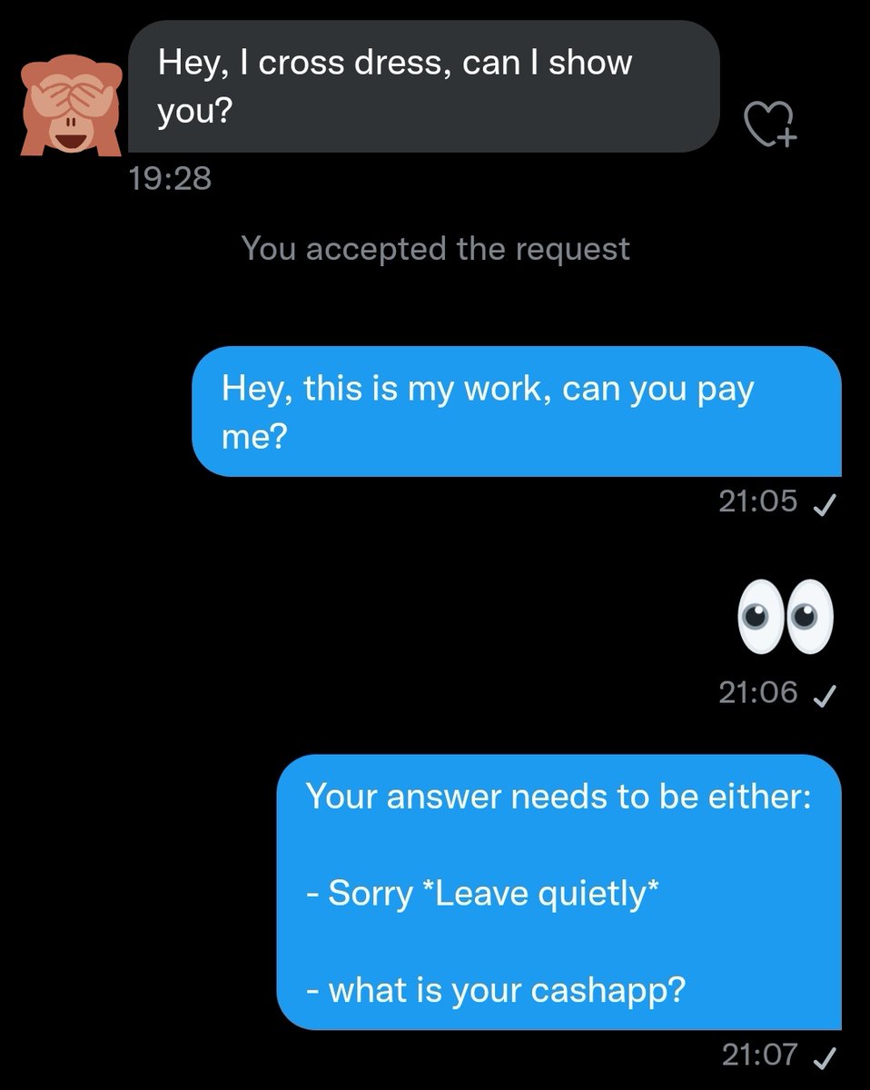 "Of course you can... but not if you approach me like this."