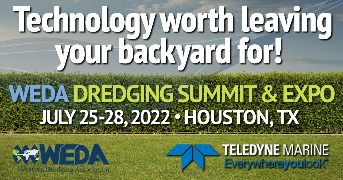 TeledyneMarine's tweet photo. Come hang out in our backyard with our team of experts at the WEDA Dredging Summit &amp; Expo - booth 78. Check out our latest technology solutions - and enter to win some great summer prizes! 
https://t.co/N1MPQ6aqOA https://t.co/Nkmn6j7awv