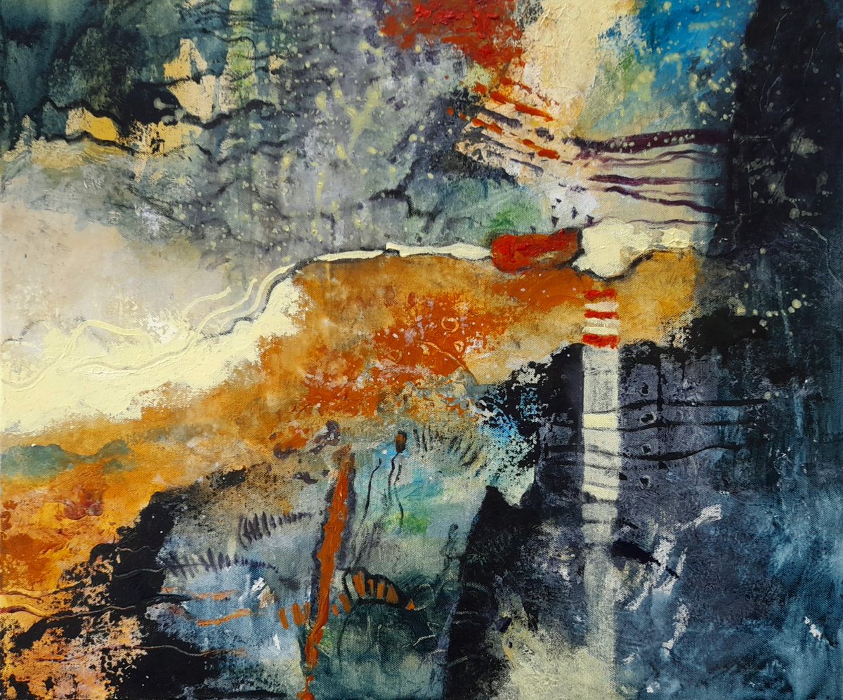 "Cumbria Way Ulverston to Gawthwaite" Acrylic mixed media. This is an abstraction of many features and moments along this long distance path as it makes its way towards the high fells.#abstractartist #contemporaryart #modernartist #cumbrialife #artgalleryowner #forsaleartwork