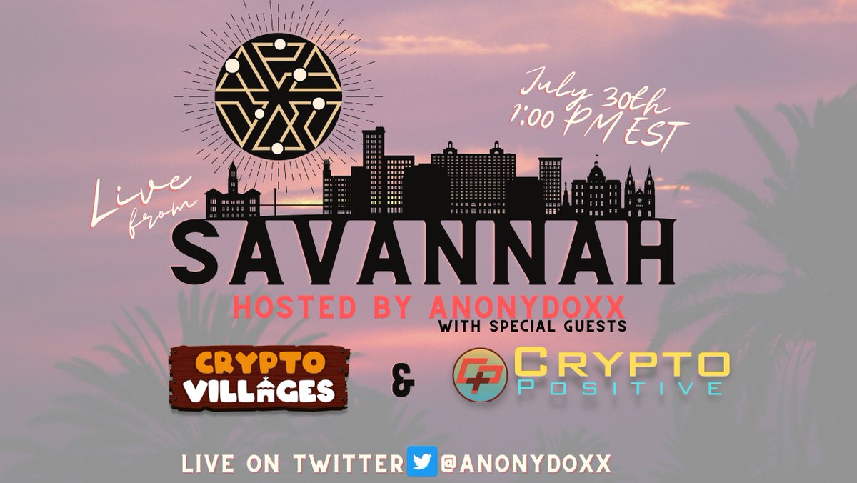 Access_Positive's tweet photo. 🎙 COO @RematiCast_Ray will be 'Live from Savanah' with host @AnonyDoxx on their twitterspace.

Joining us, @cryptovillages7 !!

📅 Today at 1:00PM EST

#CryptoPositive #Crypto #Cryptocurency #BNB https://t.co/TvupS3ao11