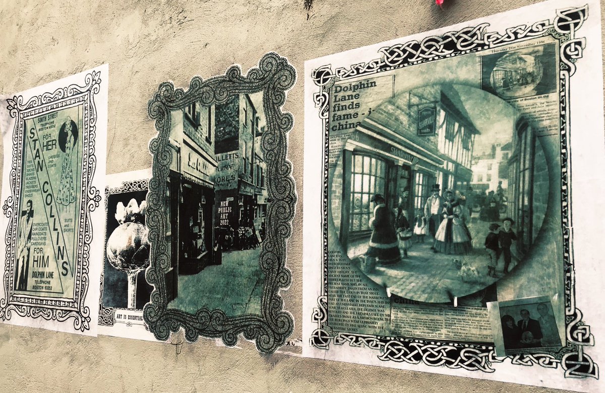 A new series of paste-ups in Dolphin Lane Courtyard showing historical facts and details about some of the businesses that used to flourish here; the places people remember and still miss! #publicart #socialspace #heritage #collaborate #history  #IndieRetail #community