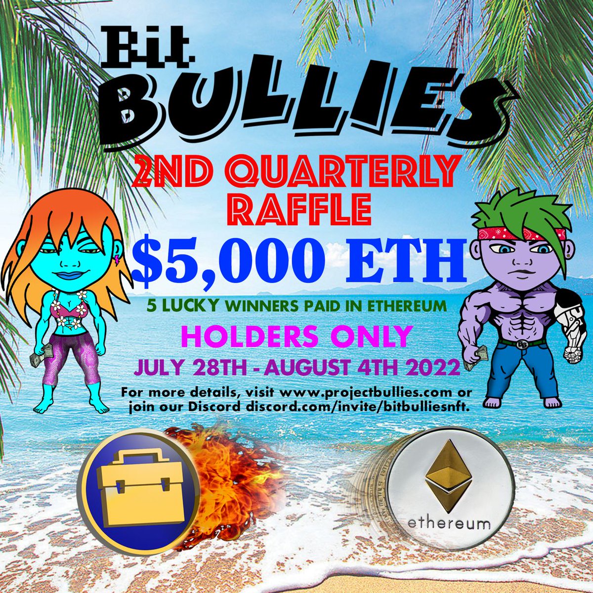 Happy Monday, bullies! We are getting ready for our next quarterly raffle but we only see 25 likes! Head over to our discord and react to the most recent raffle announcement to get this party started. 🔥

discord.com/channels/89969…

#NFTCommunity #NFTGiveaway #ETH #cryptocurrencies