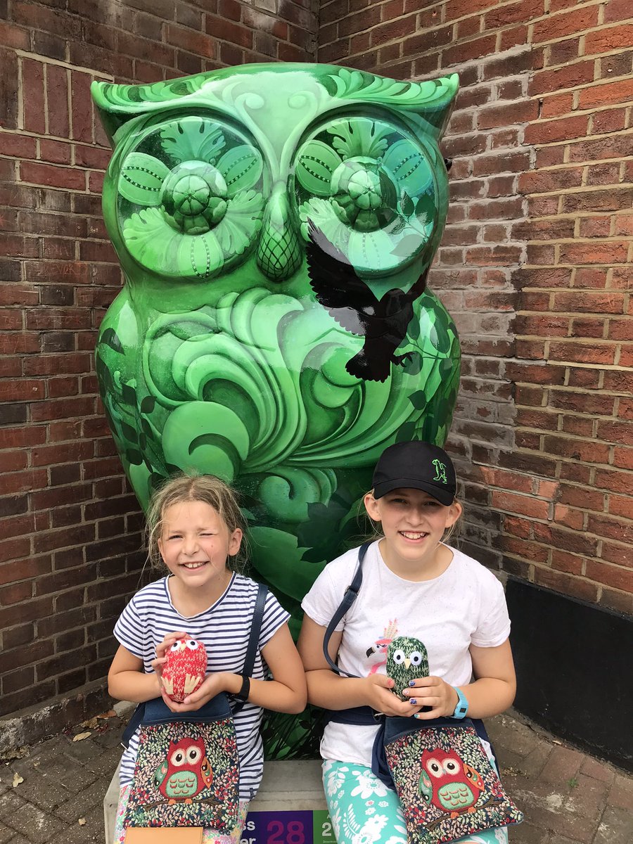 Serendipitously, the girls were given knitted owls at the weekend, so they came with us to Ipswich for #TheBigHoot trail.