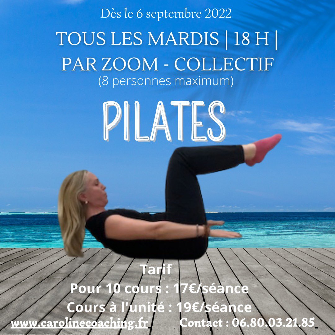 CaroCoaching's tweet photo. 👉Reprise du cours de Pilates tous les mardis à 18h dès le 6 septembre 2022 en zoom - collectif 

🎁 Le jours de votre anniversaire, le cours vous est offert. 

#pilates #zoom #pilatesenzoom #pilatescollectif #pilatesàdistance https://t.co/FlElP8QZNs