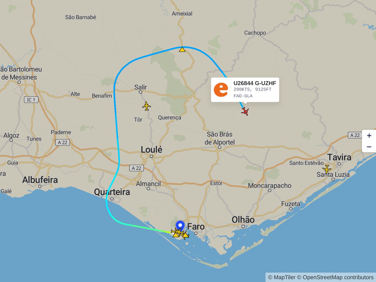planefinder's tweet photo. Live Squawk 7700: Track EZY29FE live now with Plane Finder https://t.co/lBr0PS5DXr #avgeek #EZY29FE https://t.co/xjKgfmvjGx