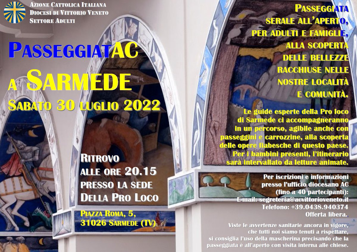 AC_Vittorio's tweet photo. La seconda tappa delle #PasseggiatAC alla scoperta dei piccoli borghi sarà “il paese della fiaba” sarà a Sarmede. 
Ci ritroveremo sabato 30 luglio 2022, alle ore 20.15, 
presso la sede della pro loco in piazza Roma 5, a SARMEDE (TV). Vi aspettiamo! https://t.co/dpvCrJk11t @AC1868 https://t.co/DarSu6WsUj