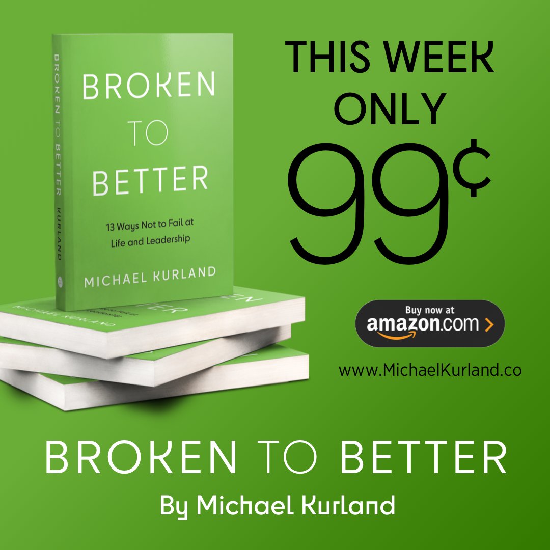 thebrandedgroup's tweet photo. Only a few days left to get your copy of Branded Group CEO Michael Kurland's e-book, "Broken to Better: 13 Ways Not to Fail at Life and Leadership for only .99! #BrokentoBetter #Leadership #Author
https://t.co/dk1iWFjFSu https://t.co/CNaqJJalqN