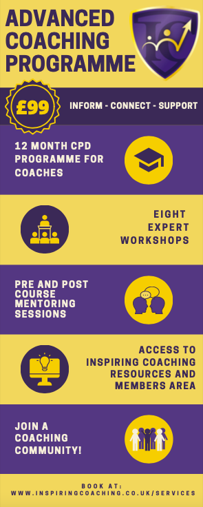 We still have a few spaces left on our latest cohort for the Advanced Coaching Programme

You can book on to our 12 month Coach Development CPD programme for only £99 here  - inspiringcoaching.co.uk/advanced-coach…

The first workshop is on August 10th 2022!