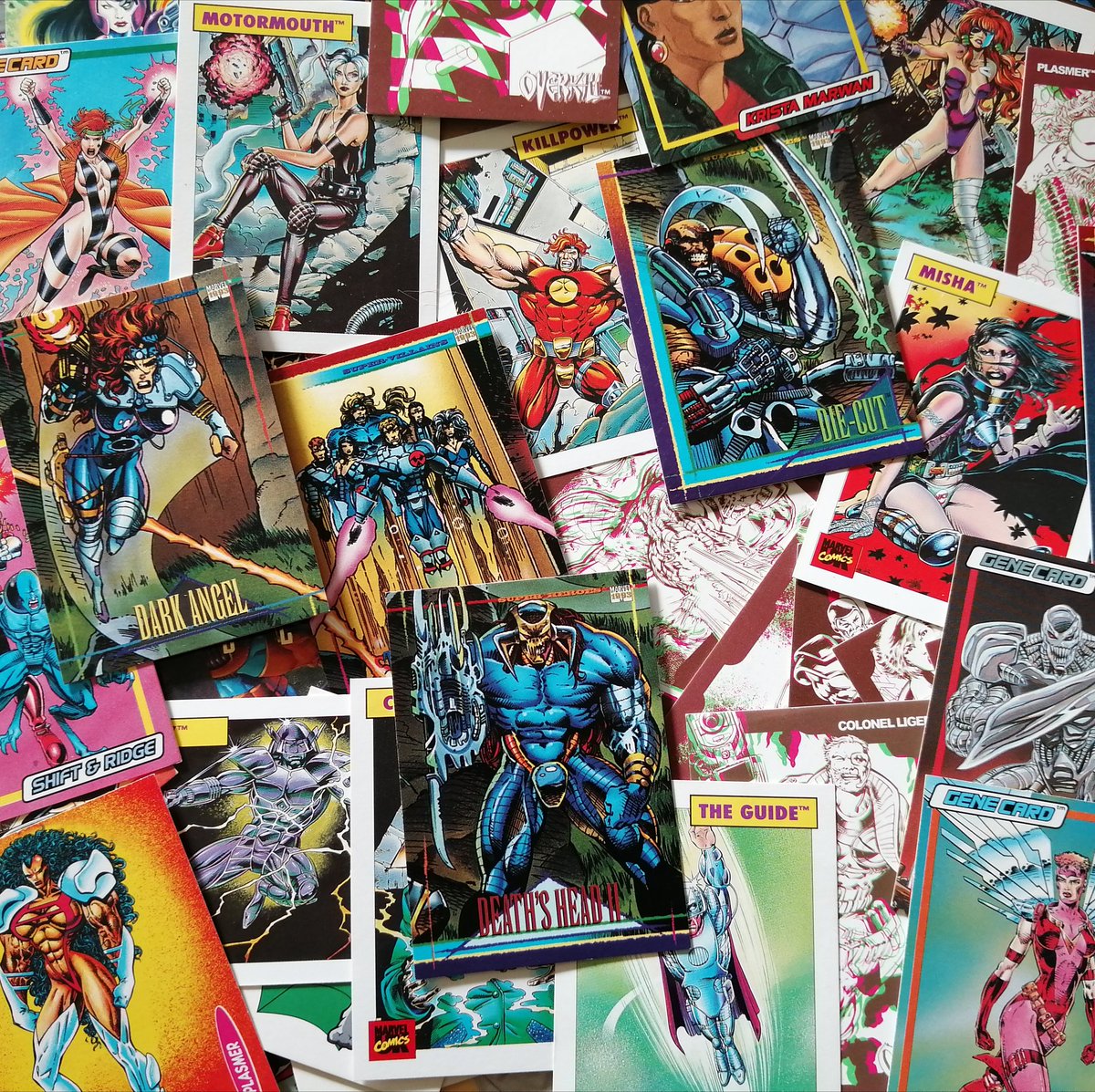 Scrambyuk's tweet photo. Some trading cards of Marvels UK heroes. I still don't have them all lol
#marveluk #DarkAngel #tradingcard #tradingcards #card #tcg #characters #profile #marvel #art #comics #overkill30 #retro #mcu #bestofbritish #90s #characterart #diecut #misha #Digitek #plasmer #heathsheadii https://t.co/lPJip1dJek