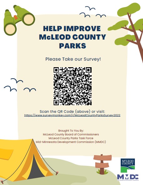 We are looking for public input to help us guide future improvements to our County Parks.  Please take the survey and pass along to friends and family. investments.  surveymonkey.com/r/McLeodCounty…