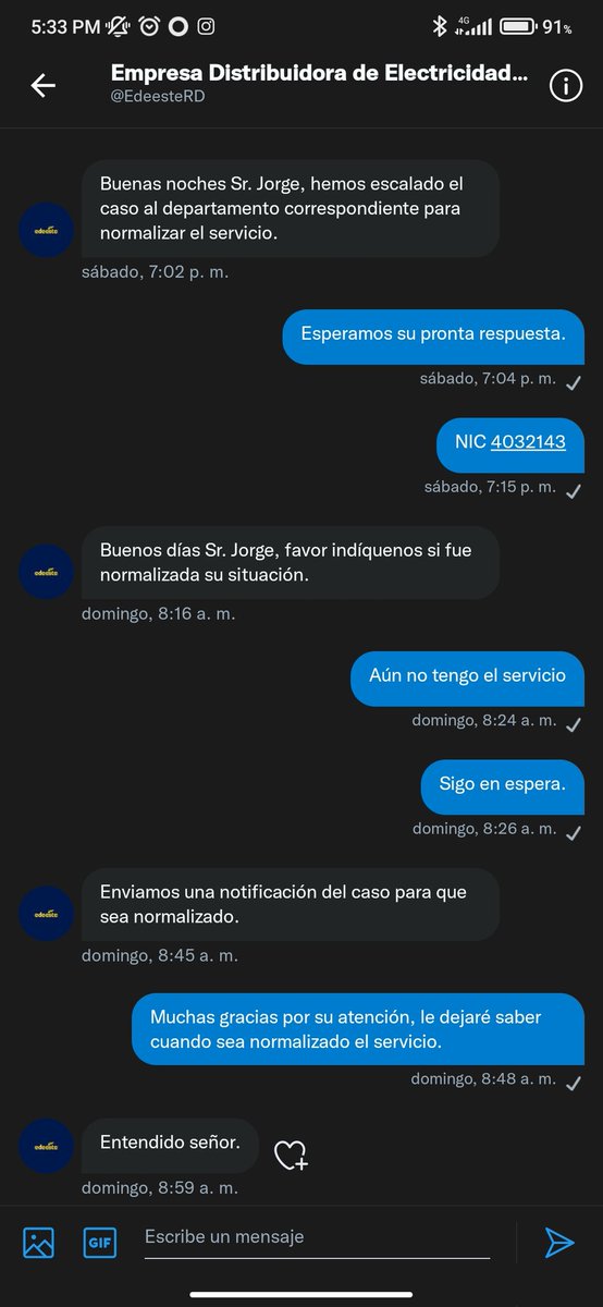 jlizardo29's tweet photo. @EdeesteRD @protecomgobrd @CDEEE_RD @CDN37 @Telenoticiasrd Tengo 4 días esperando soluciones no respuestas por DM, @EdeesteRD https://t.co/Wzz9iG5PG7