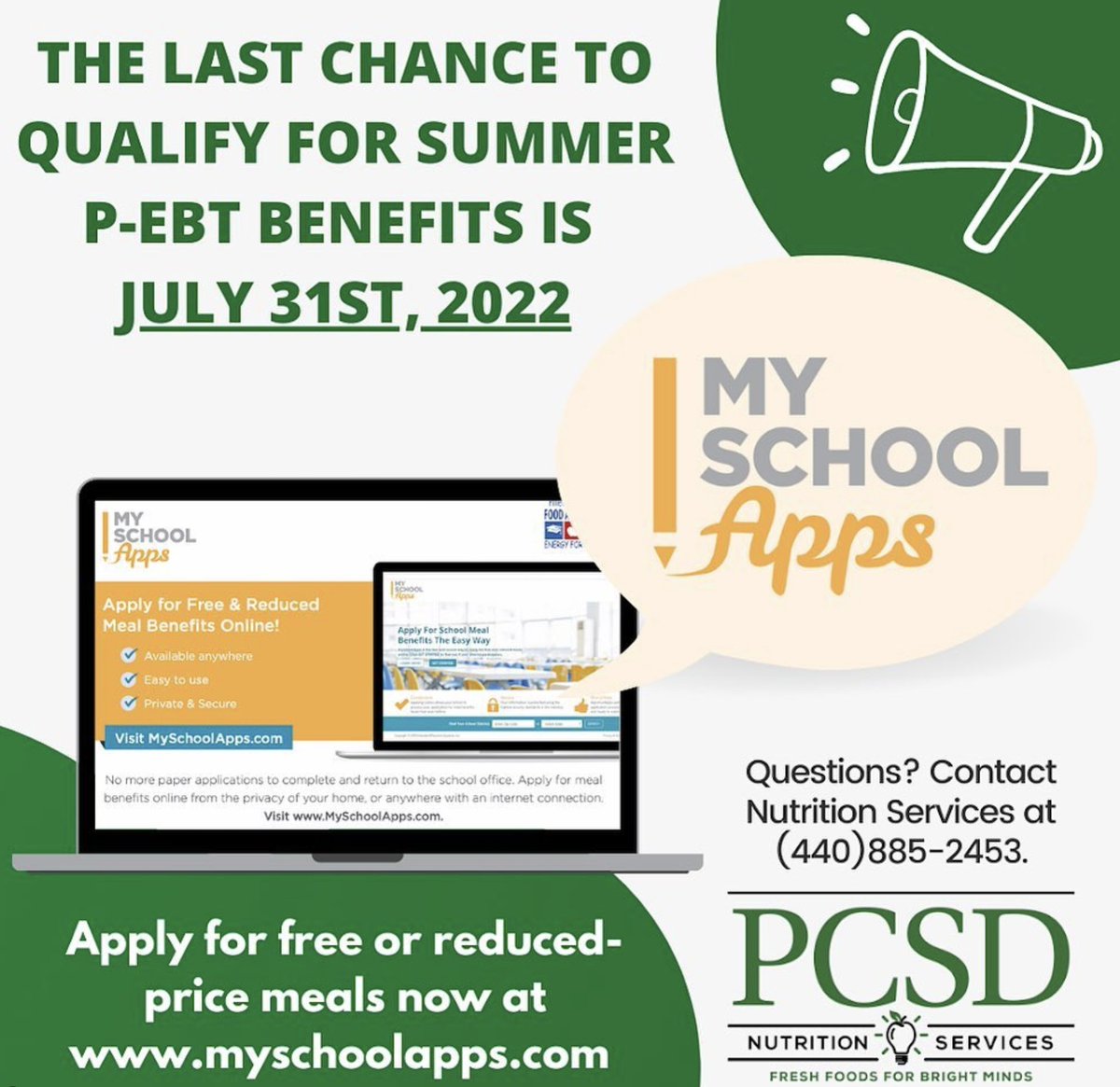 ParmaSchools's tweet image. The free and reduced meal application for the 2022-2023 school year is now available. 
Please fill out this application by July 31, 2022 to be eligible to receive free and reduced meals this school year AND Ohio Summer P-EBT benefits. 
Apply here: myschoolapps.com