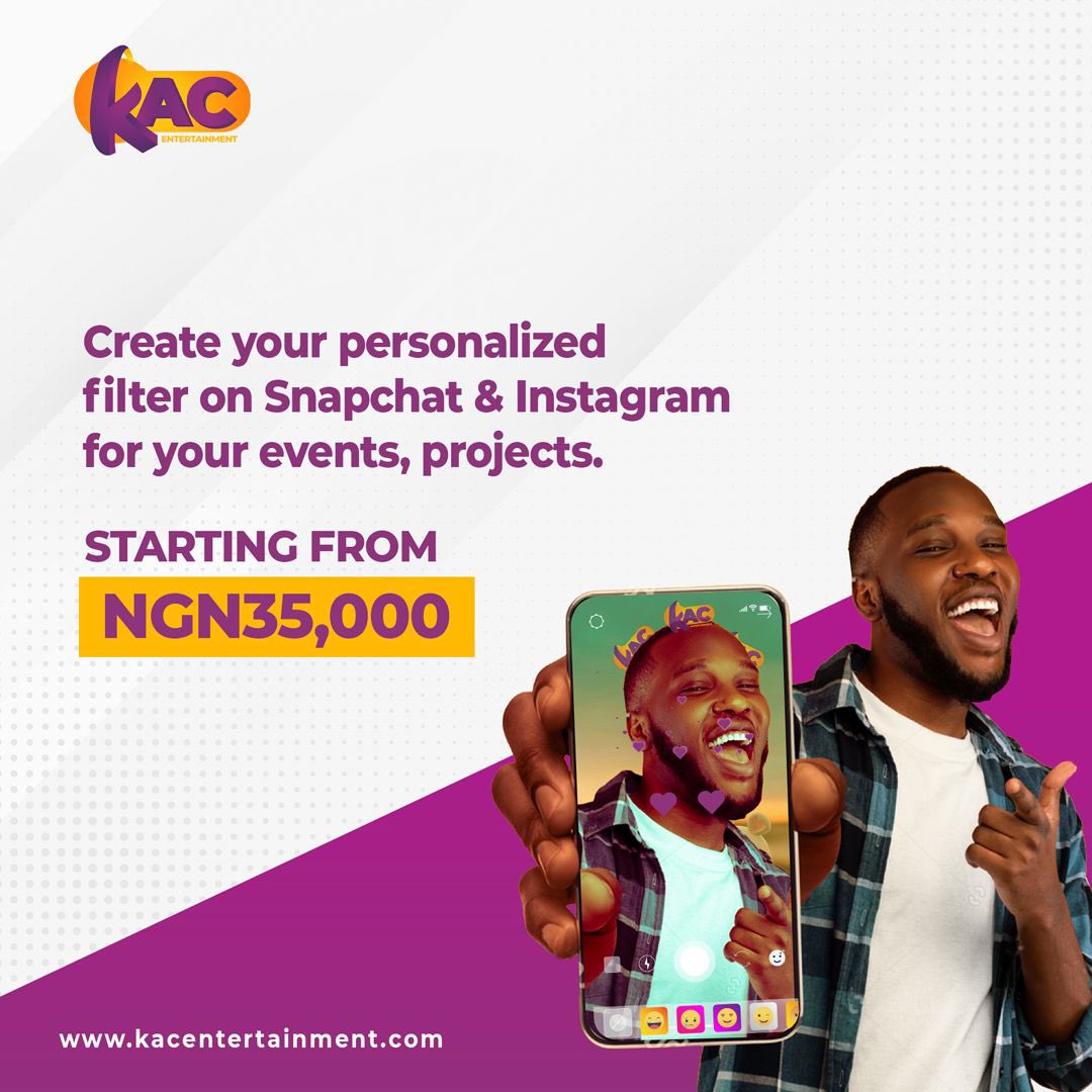 ASAP_KAC's tweet photo. We can create trending filters to brand your project, events, seminars as low as NGN35,000.00 .✅

#KacEntertainment https://t.co/XdlAg08HXN