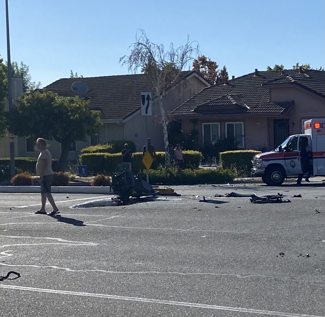 Last Friday, PM commute. Dude sitting next to his Toyota, not sure whether the other car has fatalities. 2nd pic is the engine of the other car, t-boned hard enough to cleanly remove it.