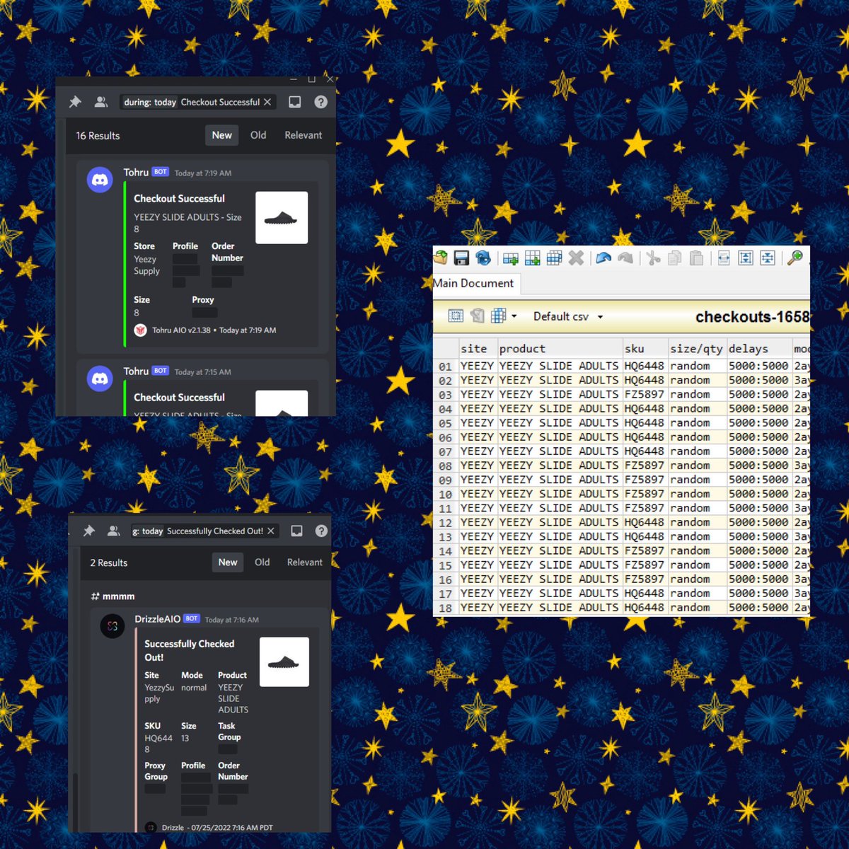 36 Checkouts. Not so bad 
Bots: <a href="/tricklesuccess/">Trickle Success Page</a> <a href="/drizzlesuccess/">drizzleaio</a> <a href="/TohruAIO_/">Tohru AIO</a> 
Proxies: <a href="/OlympusProxies/">Olympus Proxies</a> <a href="/CometProxies/">Comet Proxies</a> <a href="/TronProxies/">Tron</a> 
Gmails: <a href="/NotifyAccounts/">Notify Goods</a> <a href="/PettiProxies/">PettiProxies</a> 
CG: <a href="/NeFnF_/">NeFnF</a>
