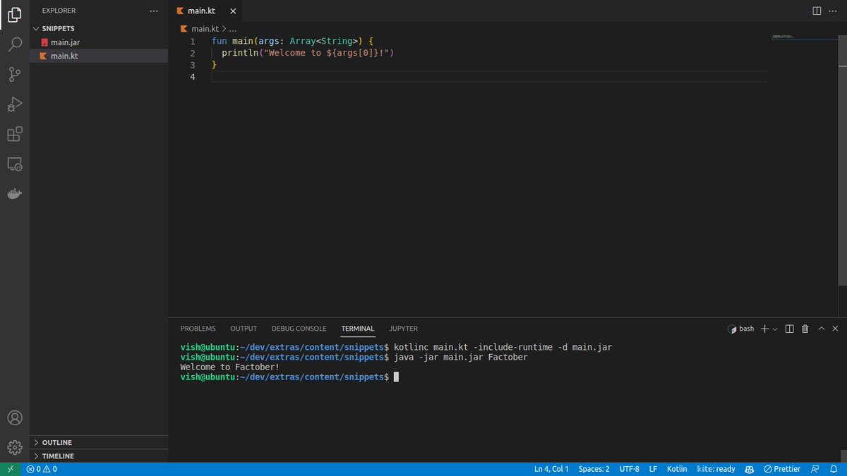 factober's tweet image. How To Pass Arguments to Main Function in Kotlin? | Code Snippets By Factober factober.com/snippet/how-to… 
#programming #kotlin #kotlinfacts #facts #programmingfacts #FactsMatter #numbers #formats #Fullstack #FullStackDeveloper