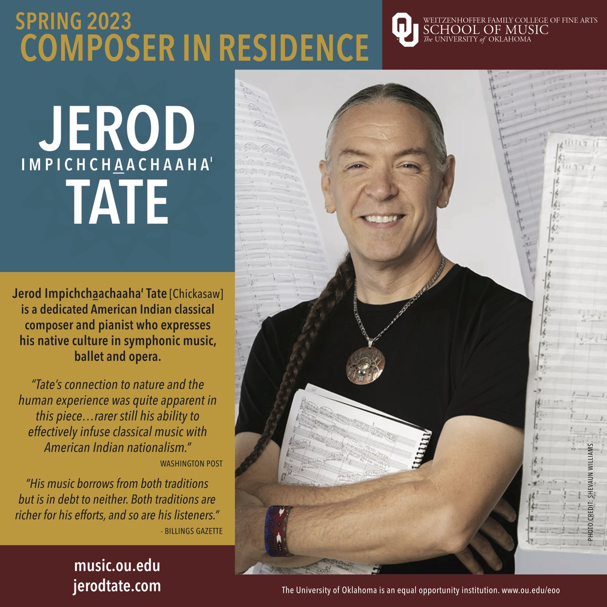 Jerod Impichchaachaaha' Tate appointed Composer-in-Residence for OU School of Music!!