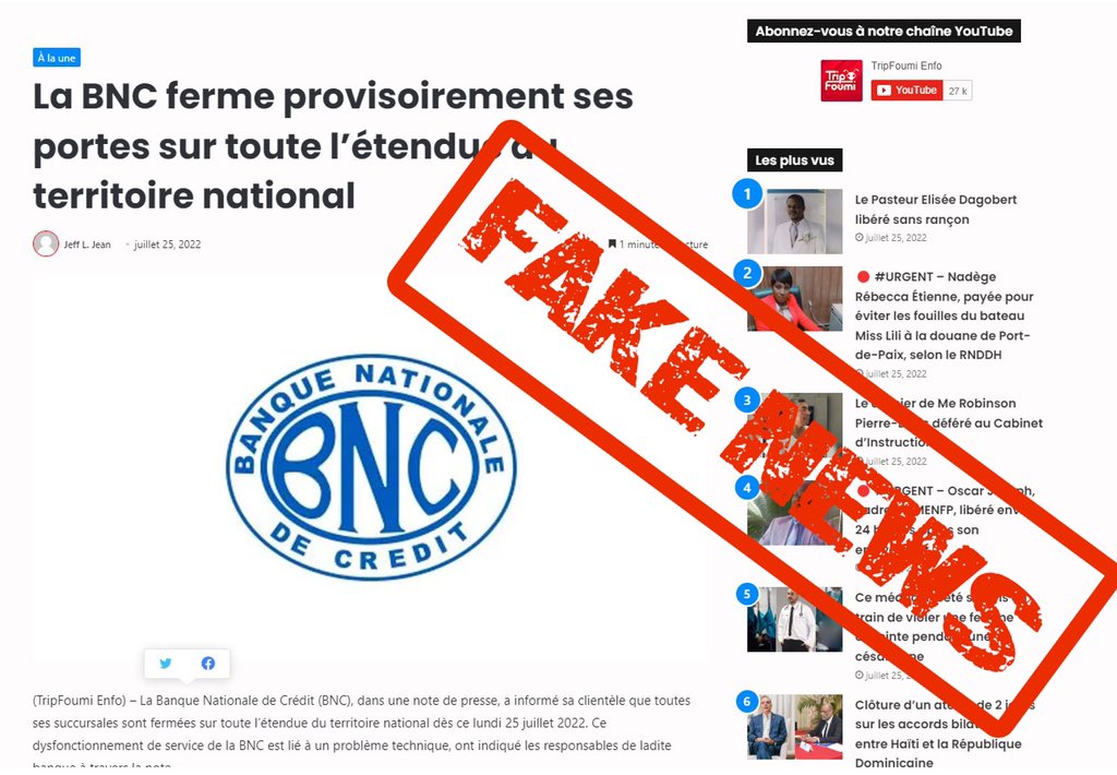 BNC Haïti on Twitter "La Banque Nationale de Crédit (BNC) dément