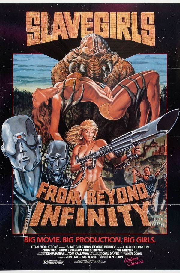 pitchtvshow's tweet photo. Bad 80's sci-fi movie, Slave Girls from Beyond Infinity. Midnight classic. Shot at Corman's studio. There is no better movie to make fun of. #HDTGMIDEA https://t.co/eVUeSpFHzm