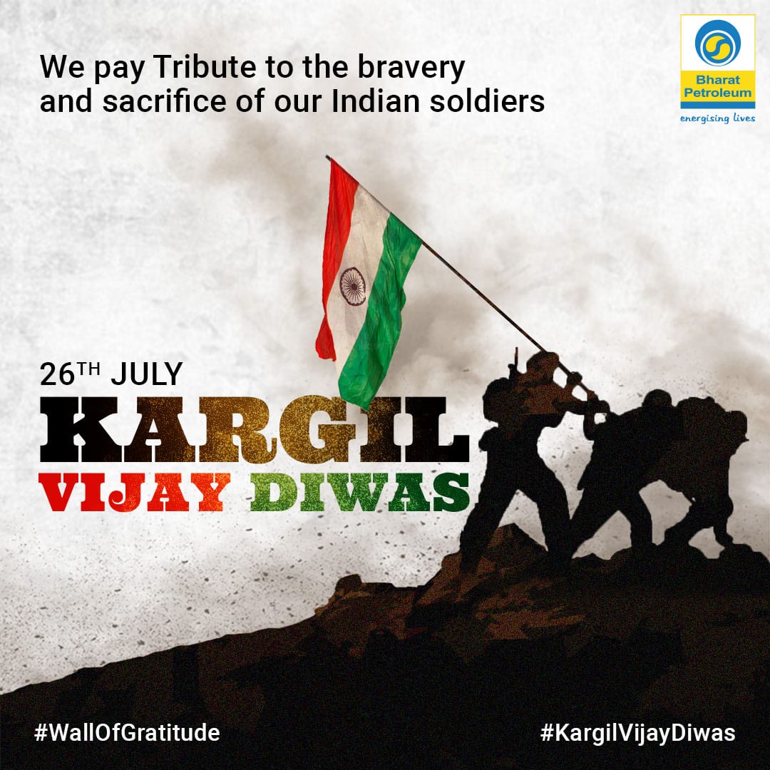 Stories of bravery and selflessness endure because they will always exist in our memories.

 Lets pay Tribute to the bravery and sacrifice of our Indian soldiers.

Take a moment to honour our soldiers by writing in the comment section below.

#WallofGratitude #KargilVijayDiwas