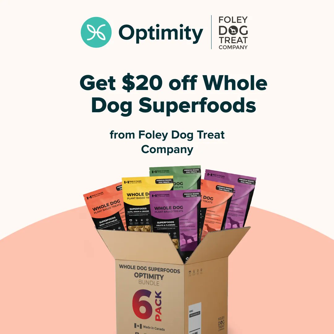 Optimity (@myoptimity) on Twitter photo New #Reward alert! 🎁 <a href="/foleydogtreatco/">Foley Dog Treat Co.</a> is back with a NEW and even BETTER offer! Enjoy $20 off a 6-pack bundle of Whole Dog Plant-Based Superfoods Treats.
Learn more about this reward now! 👉buff.ly/3SbCI9Q
#DogsofTwittter #DogTreats #MyOptimity New #Reward alert! 🎁 <a href="/foleydogtreatco/">Foley Dog Treat Co.</a> is back with a NEW and even BETTER offer! Enjoy $20 off a 6-pack bundle of Whole Dog Plant-Based Superfoods Treats.
Learn more about this reward now! 👉buff.ly/3SbCI9Q
#DogsofTwittter #DogTreats #MyOptimity