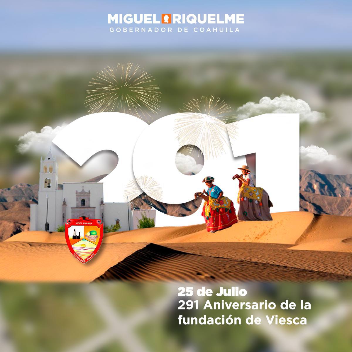 Hoy es el aniversario 291 del municipio de #Viesca. Pueblo Mágico histórico que nos complace siempre con su gastronomía, majestuosos paisajes 🏜  y su riqueza cultural. ¡Muchas felicidades!🎉