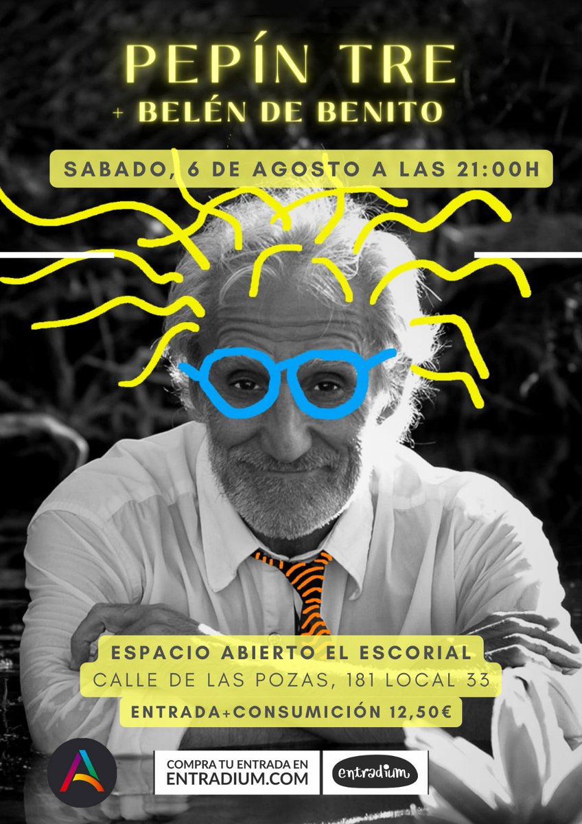 AtrozShow's tweet image. ¡PEPÍN TRÉ y BELÉN de BENITO en directo! Sábado 6 de agosto s las 21 horas en Espacio Abierto El Escorial. Entradas: entradium.com/es/events/pepi…