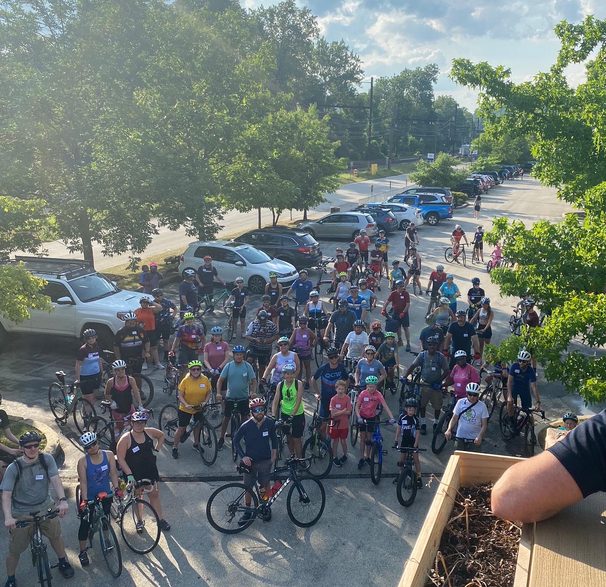 AIMSchool's tweet photo. Great evening for a ride with @TrekBikes to celebrate National Hot Fudge Sundae Day. Sweet Pea Ice Cream at the end is an extra treat. #samsplace #senditforsam #summerfun https://t.co/aK9JEwt3mp