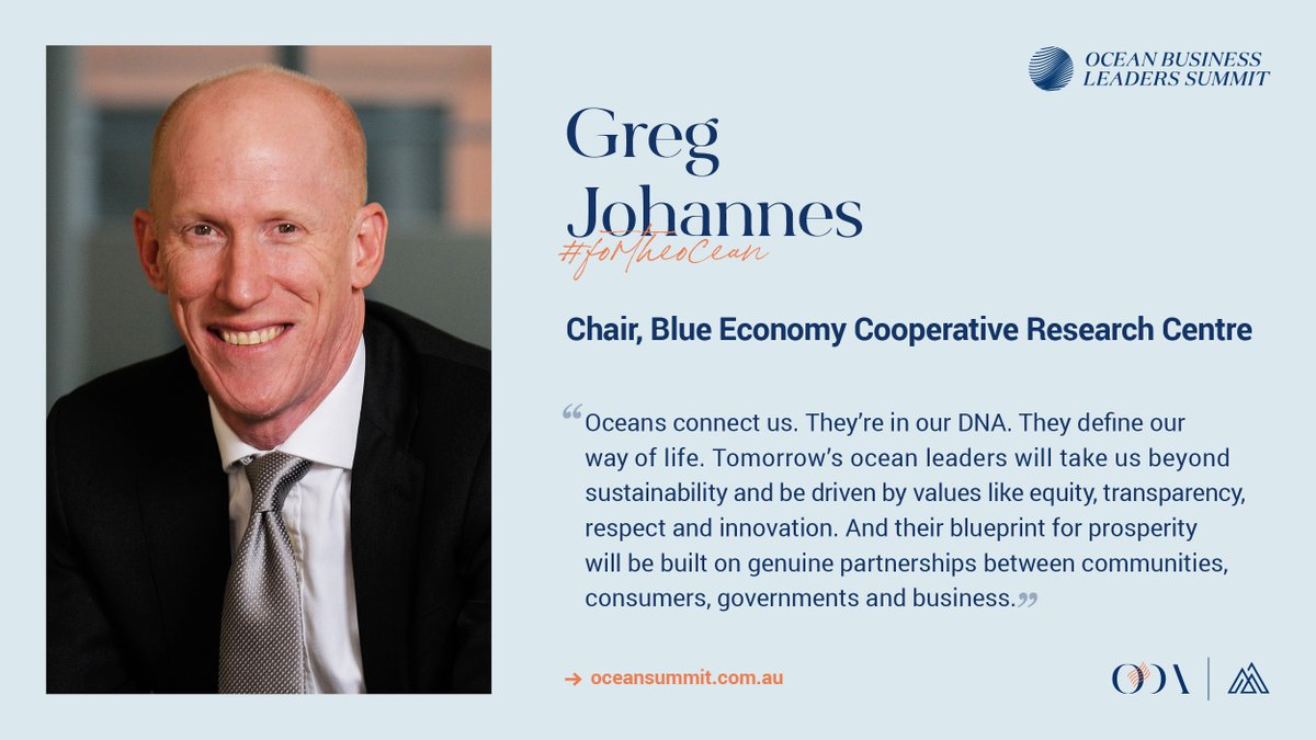 Ocean Decade Australia (@oceandecadeaus) on Twitter photo A pleasure to introduce Greg Johannes as a member of the Advisory Group for the Ocean Business Leaders’ Summit 2023.
Greg chairs the <a href="/blueeconomycrc/">Blue Economy CRC</a> & the Australian Antarctic Program Partnership & is a member (ex-officio) of the <a href="/AusAntarctic/">antarctica.gov.au</a>.🌊
Thank you for your leadership!🤩 A pleasure to introduce Greg Johannes as a member of the Advisory Group for the Ocean Business Leaders’ Summit 2023.
Greg chairs the <a href="/blueeconomycrc/">Blue Economy CRC</a> & the Australian Antarctic Program Partnership & is a member (ex-officio) of the <a href="/AusAntarctic/">antarctica.gov.au</a>.🌊
Thank you for your leadership!🤩