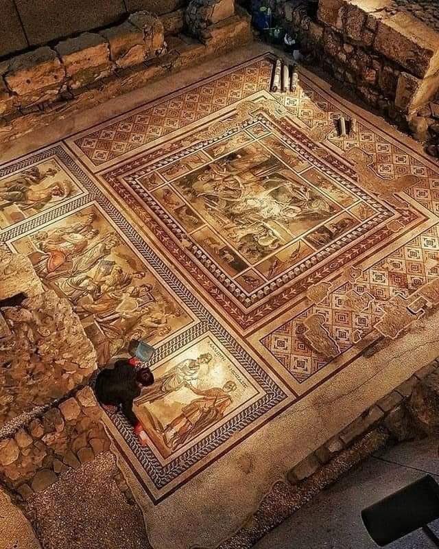 The world's largest ancient mosaic was uncovered in Antakya, Türkiye. It covers 9,000 square feet (836 m2) and was made in the late Roman period, 4th century AD.