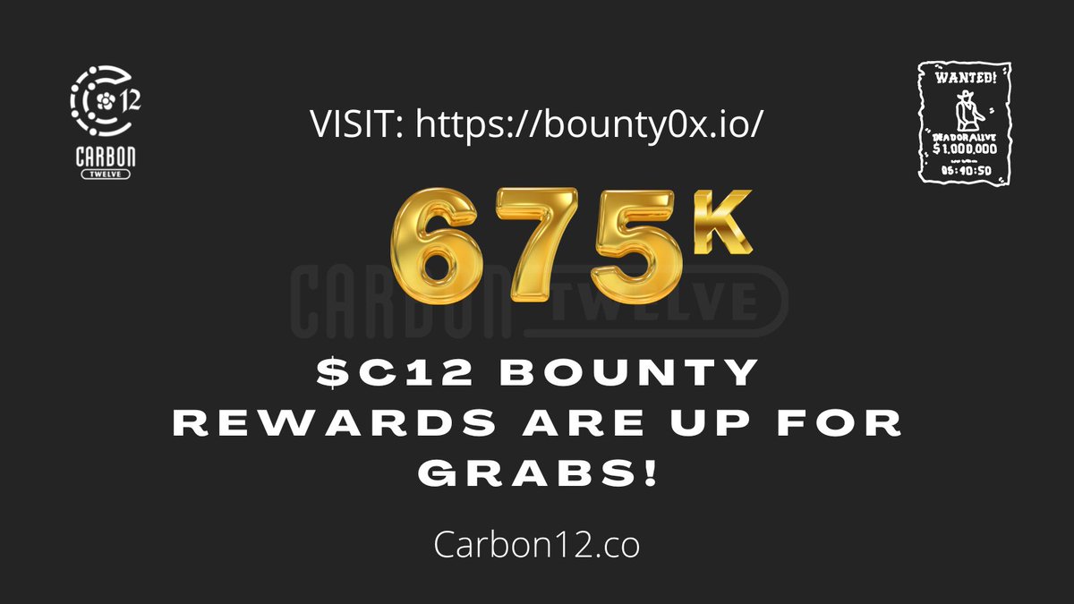 carbon12token's tweet photo. 675K $C12 is up for grabs! 
Bounties are a great way to earn crypto in the #BearMarket2022 
 #BountyCampaign #Kingdomfirst #C12 #Paralleleconomy https://t.co/RrcIKcIdgP