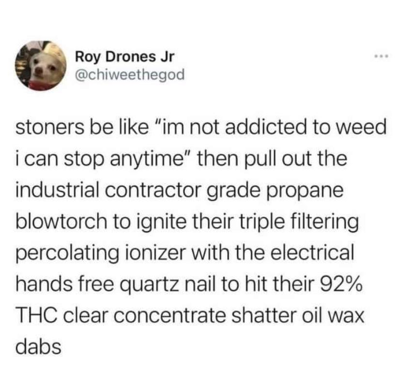 yodabba's tweet photo. So true 😂
.
.
.
#420memes
#weedfunny
#weedmemes420
#weedcomedy
#funnyweedmemes
#funnystonershit
#weedmemes
#weedmemesdaily
#weedhumour
#weedhumor
#stonermemes
#stonergram
#highthoughts https://t.co/Jt7YhbASra