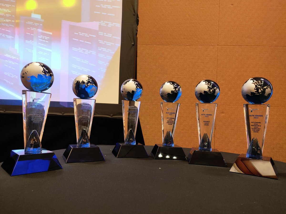 Look at these handsome (and heavy!) trophies for our ALITA Awards 2022 for legal innovator &amp; #legaltech for #APAC presented at <a href="/TechLawFest/">TechLaw.Fest</a> in Singapore last week!  Congrats to all finalists and winners #ALITAAwards2022 <a href="/alitalegal/">alitalegal</a>